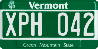 VT license plate XPH042