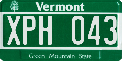 VT license plate XPH043