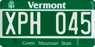VT license plate XPH045