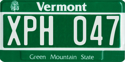 VT license plate XPH047