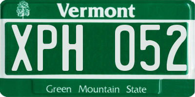 VT license plate XPH052