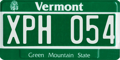 VT license plate XPH054