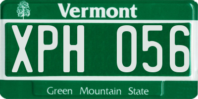 VT license plate XPH056