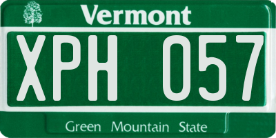 VT license plate XPH057
