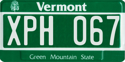VT license plate XPH067