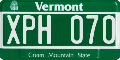 VT license plate XPH070