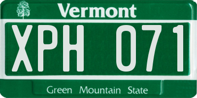 VT license plate XPH071