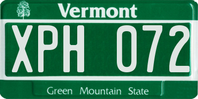 VT license plate XPH072
