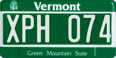 VT license plate XPH074