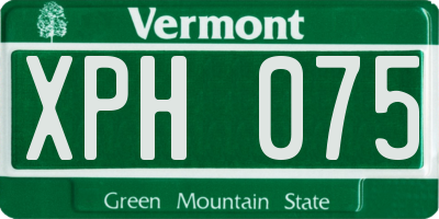 VT license plate XPH075