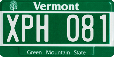 VT license plate XPH081