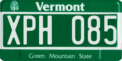 VT license plate XPH085