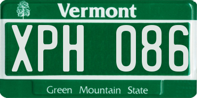 VT license plate XPH086
