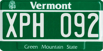 VT license plate XPH092