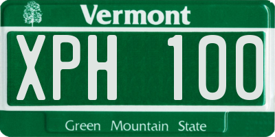 VT license plate XPH100