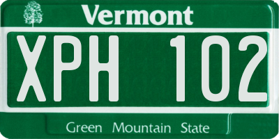 VT license plate XPH102