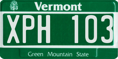VT license plate XPH103