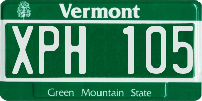 VT license plate XPH105