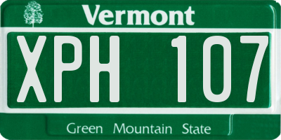 VT license plate XPH107