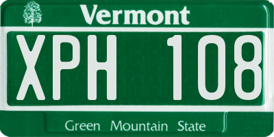 VT license plate XPH108