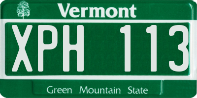 VT license plate XPH113