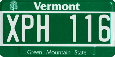 VT license plate XPH116