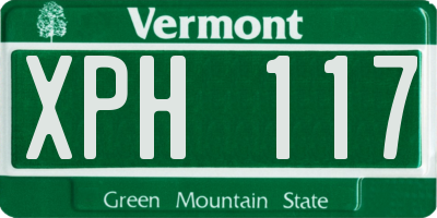 VT license plate XPH117