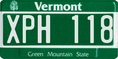 VT license plate XPH118