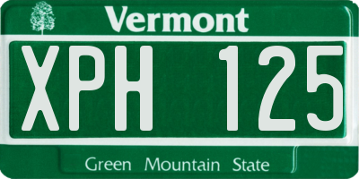 VT license plate XPH125