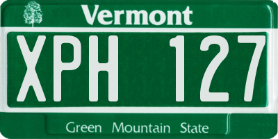 VT license plate XPH127