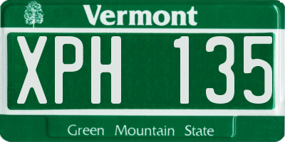 VT license plate XPH135