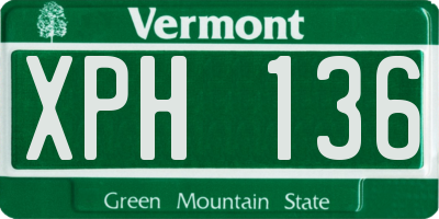 VT license plate XPH136