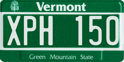 VT license plate XPH150