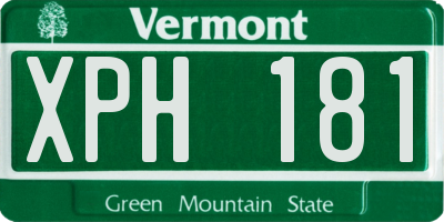 VT license plate XPH181