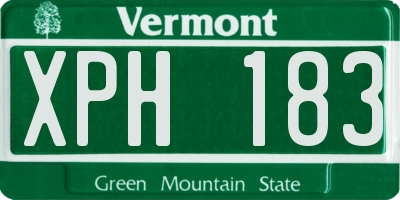 VT license plate XPH183