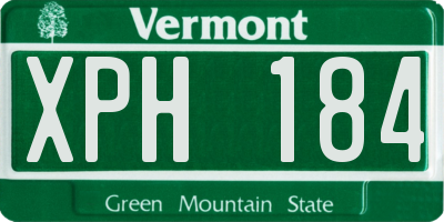 VT license plate XPH184