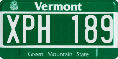 VT license plate XPH189