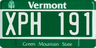 VT license plate XPH191