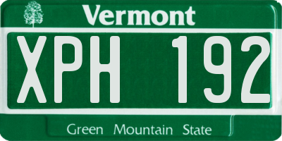 VT license plate XPH192