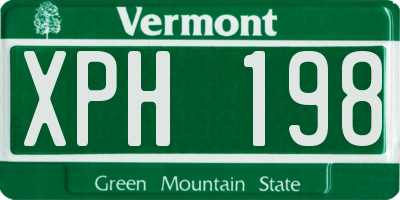 VT license plate XPH198