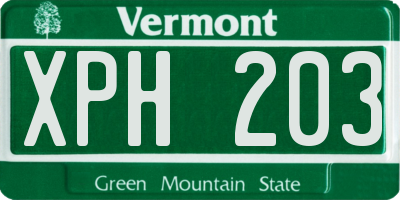 VT license plate XPH203