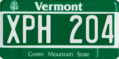 VT license plate XPH204