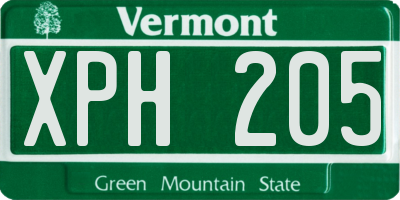 VT license plate XPH205