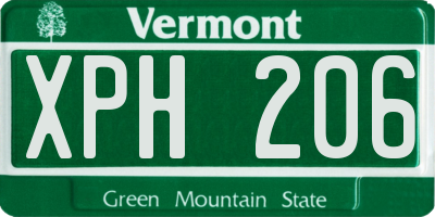 VT license plate XPH206