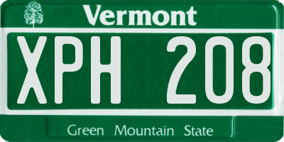 VT license plate XPH208