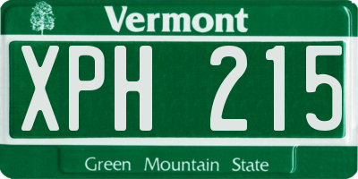VT license plate XPH215