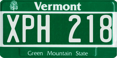 VT license plate XPH218
