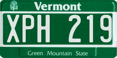 VT license plate XPH219