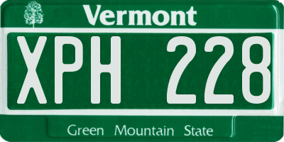 VT license plate XPH228