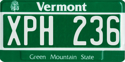 VT license plate XPH236